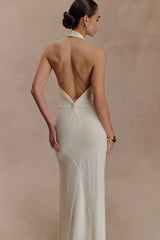 Elyna Slinky Halter Maxi Dress - Ivory