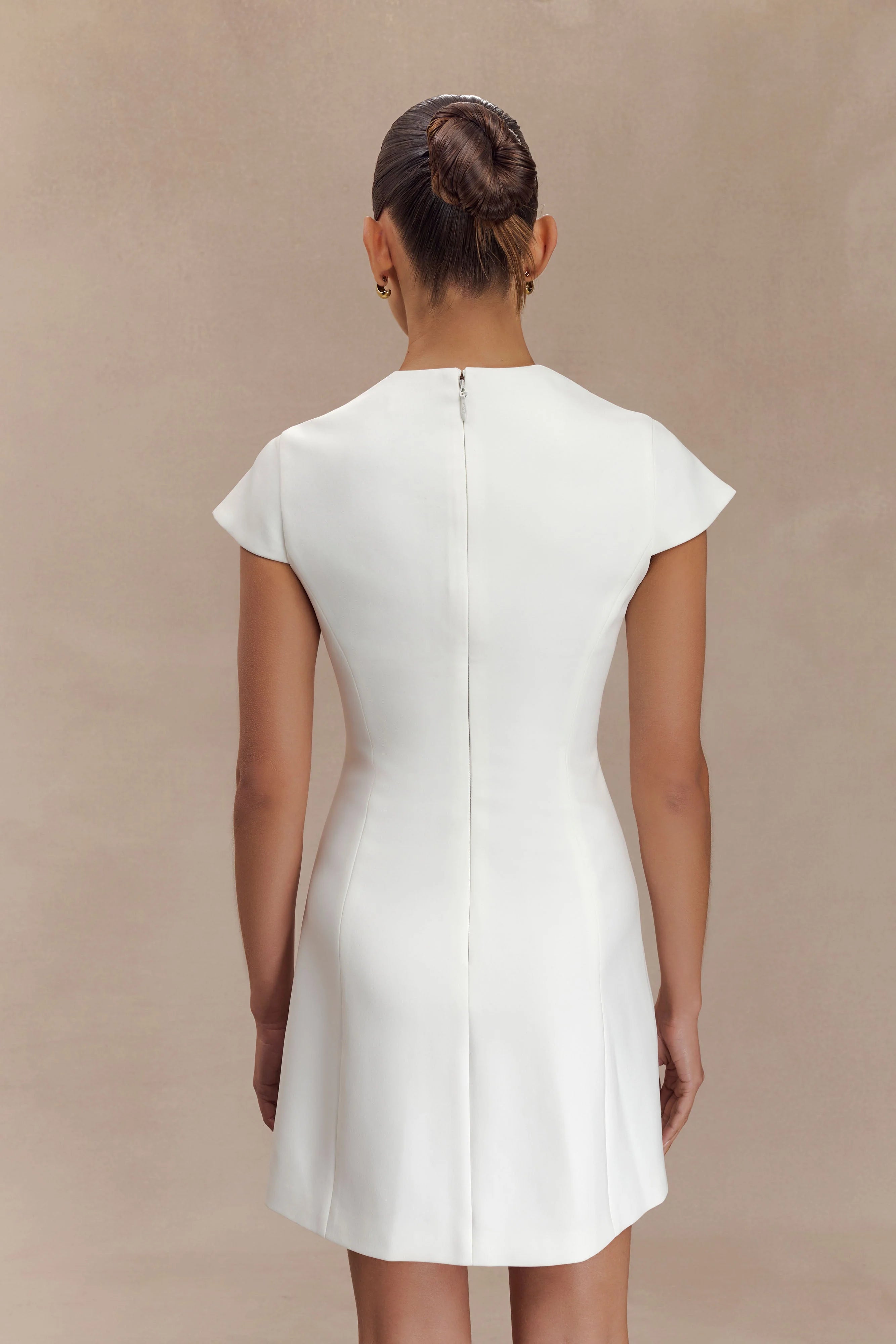 Remi Suiting Mini Dress With Floral Hardware - White